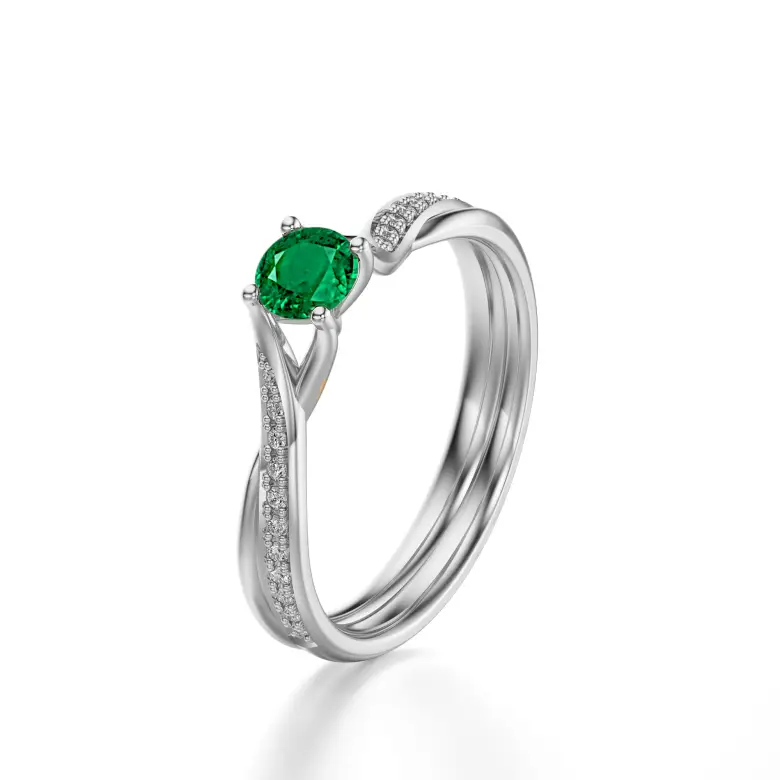 Pierścionek ze szmaragdem białe złoto AJPZ_124